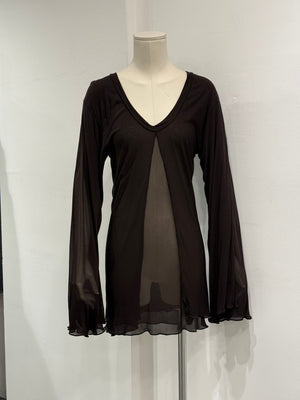 2000s Yves Saint Laurent by Tom Ford hybrid sheer blouse