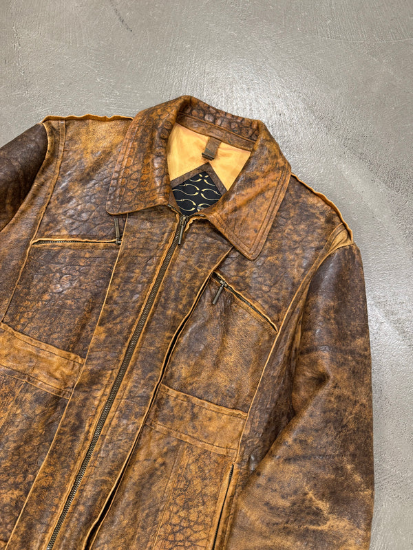 A/W 2005 Roberto Cavalli eroded faded leather jacket