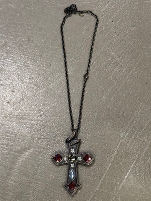 2000s Cavalli gemstone cross necklace