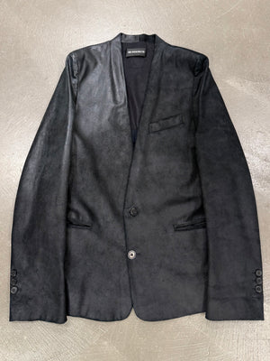 2020s Ann Demeulemeester sample collarless leather blazer