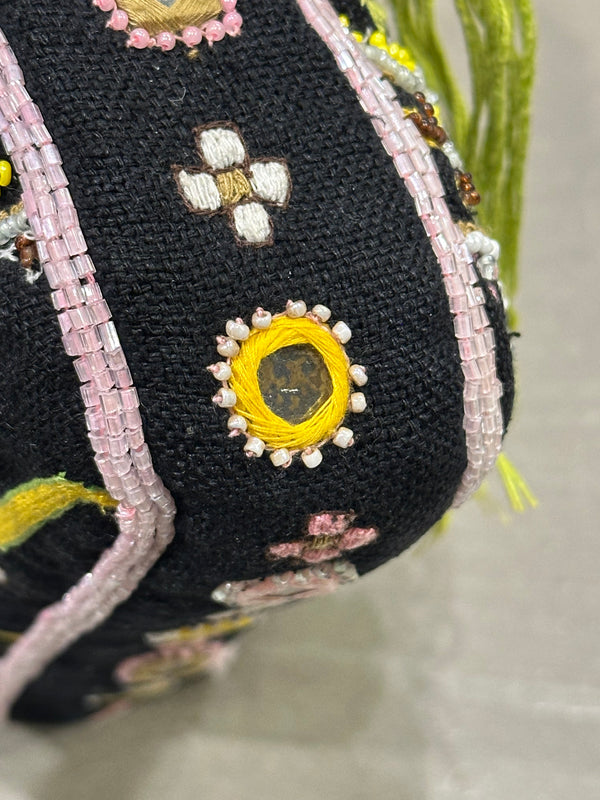 S/S1999 Fendi beaded fringe mirror-embellished baguette shoulder bag