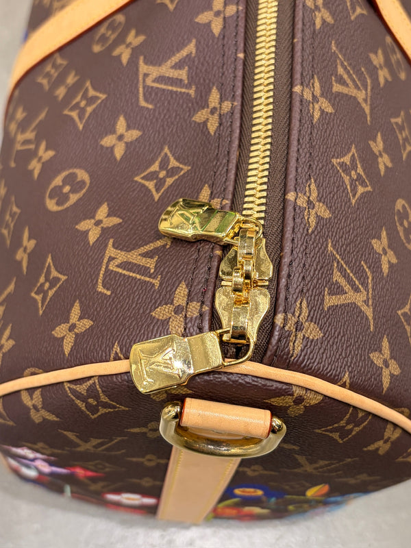 2021 Louis Vuitton x Takashi Murakami monogram Keepall Bandouliere 45