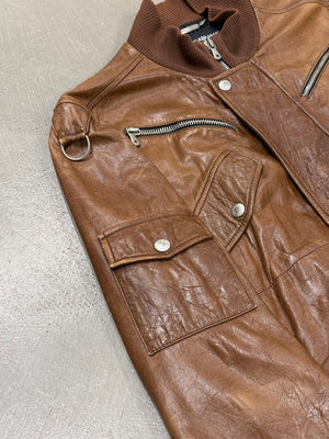 S/S2004 Dolce & Gabbana runway military zip leather jacket