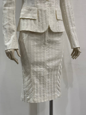 2000s Cavalli pleated blazer and skirt set