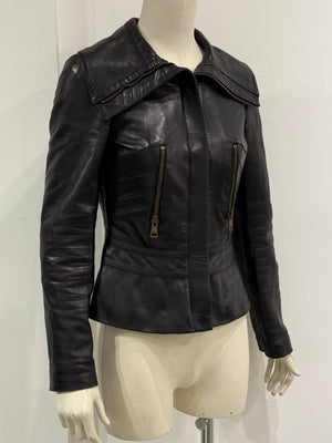 A/W2003 Gucci by tom Ford paneled moto leather jacket