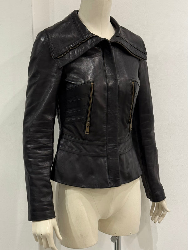 A/W2003 Gucci by tom Ford paneled moto leather jacket