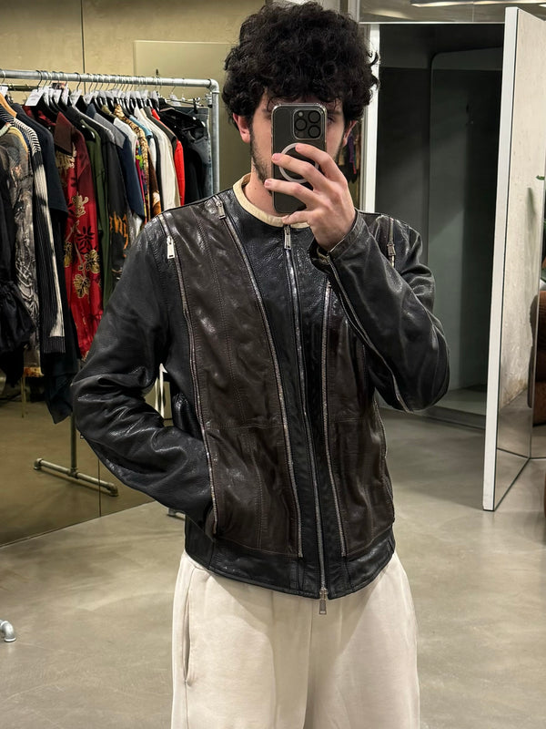 SS2014 Dsquared2 multi-zip biker leather jacket