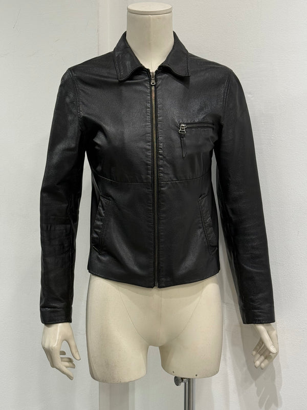 2000s Dolce & Gabbana fitted leather jacket