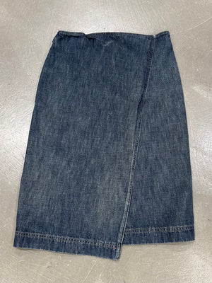 S/S2000 Gucci by Tom Ford wrap denim midi skirt