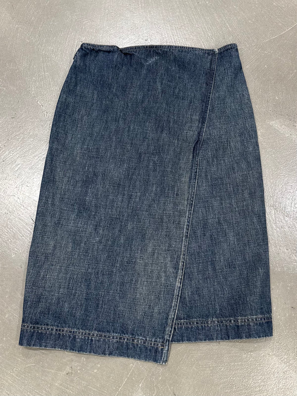 S/S2000 Gucci by Tom Ford wrap denim midi skirt