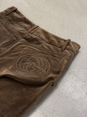 2003 Gucci by Tom Ford zipper flared velour pants