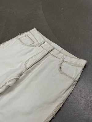 A/W2004 Maison Margiela white raw edge straight-leg pants