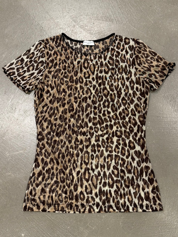 2000s Dolce & Gabbana sheer sexy leopard top