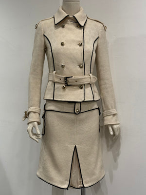 2000s Roberto Cavalli tweed set jacket & skirt