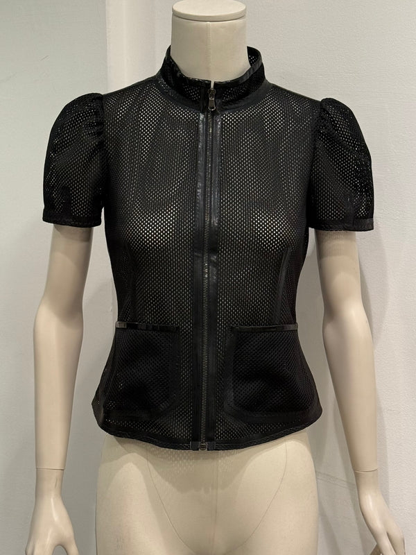 2000s Valentino mesh puff-sleeve top