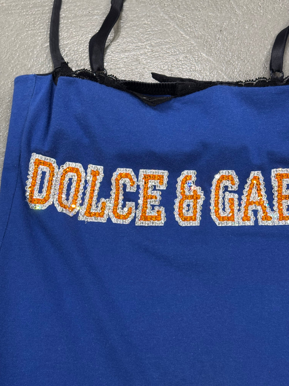 2001 Dolce & Gabbana sequin logo corseted top
