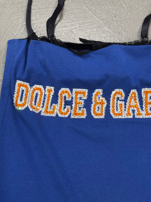 2001 Dolce & Gabbana sequin logo corseted top