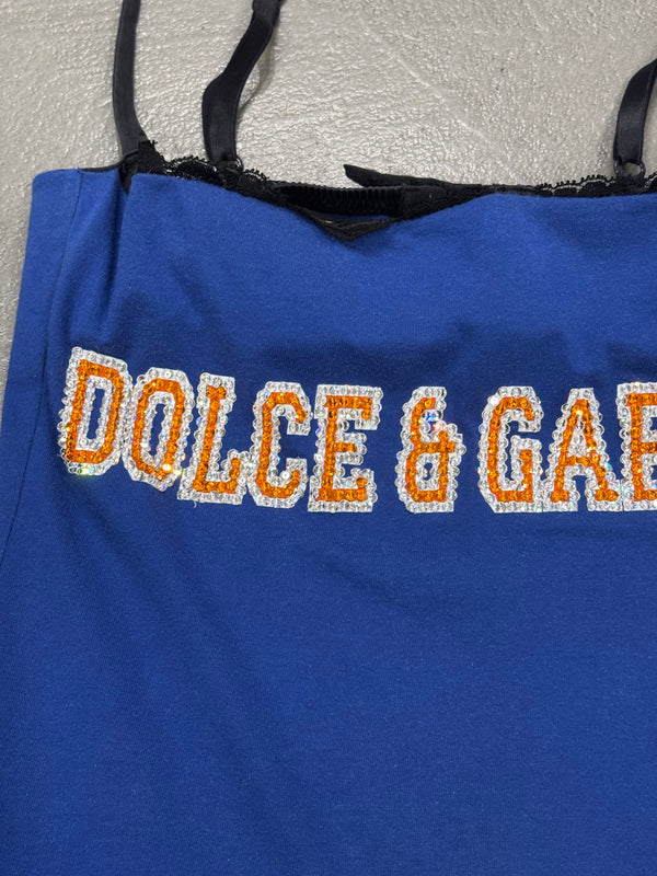 2001 Dolce & Gabbana sequin logo corseted top