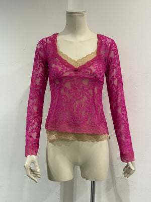 2000s Dolce & Gabbana lace double layer blouse