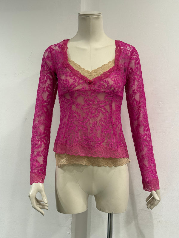2000s Dolce & Gabbana lace double layer blouse