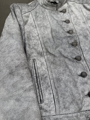 S/S2002 Ann Demeulemeester runway cracked leather napoleon military jacket
