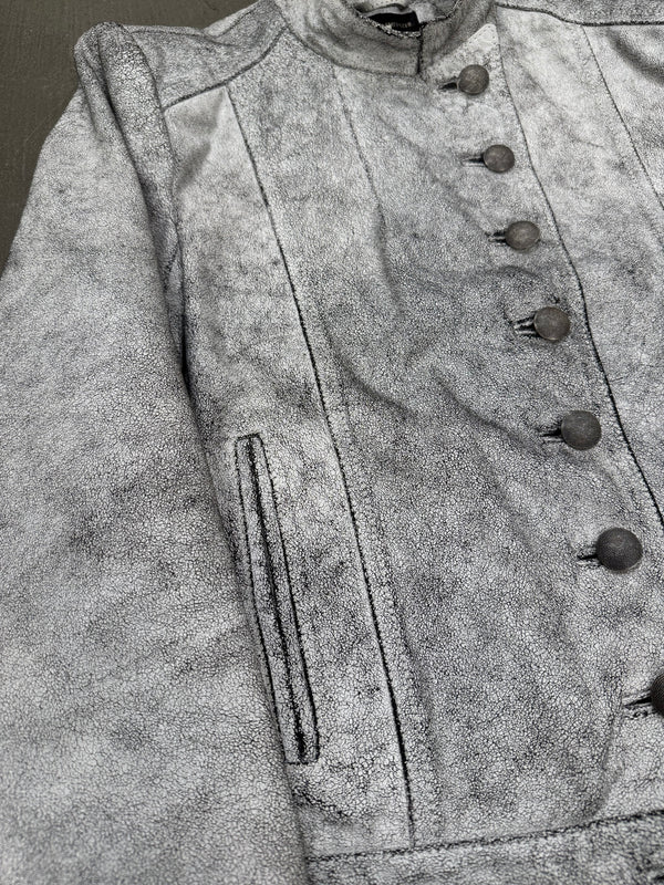S/S2002 Ann Demeulemeester runway cracked leather napoleon military jacket