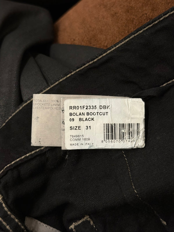 2020s Rick Owens DRKSHOW bolan bootcut waxed jeans