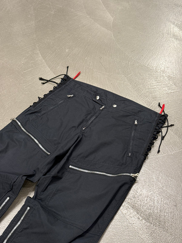 2000s Prada lace up multi-zip nylon astro cargo pants