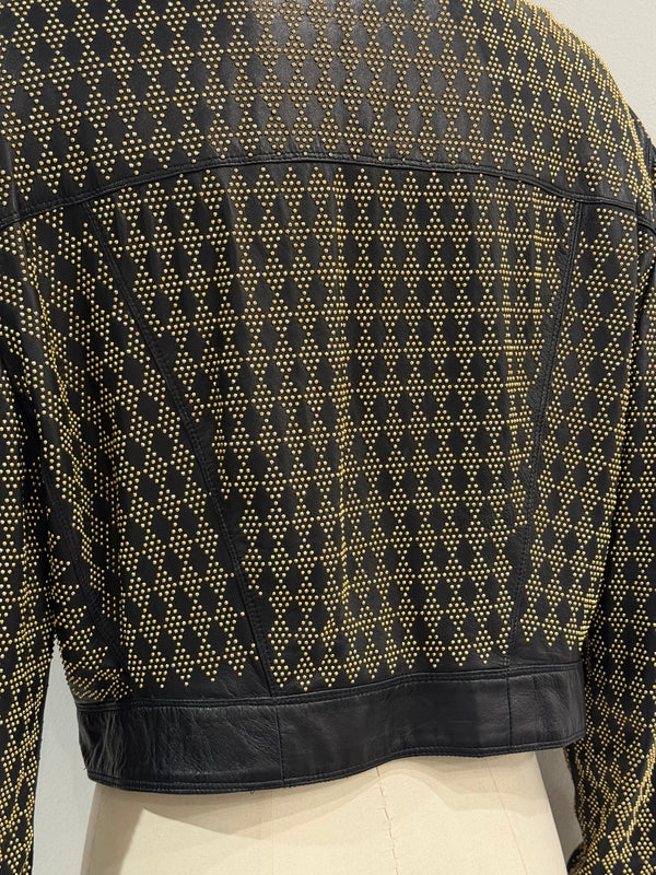S/S1992 Gianni Versace studded leather jacket with heavy gold metal studs