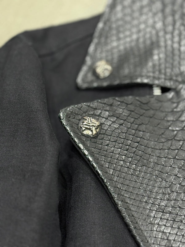 1990s Gianni Versace python leather biker jacket