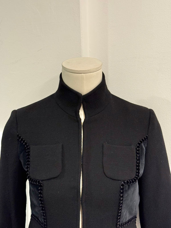 2000s Roberto Cavalli velvet trim cropped military jacket