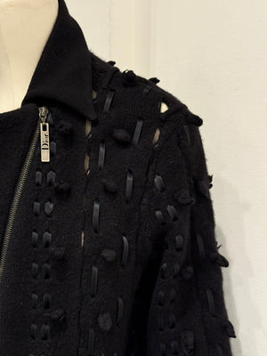 A/W2004 Christian Dior laced studded maxi wool coat