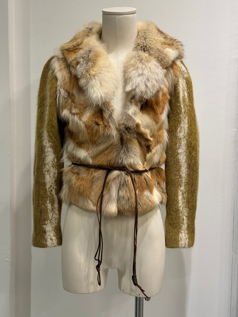 2000s Roberto Cavalli coyote fur hybrid jacket