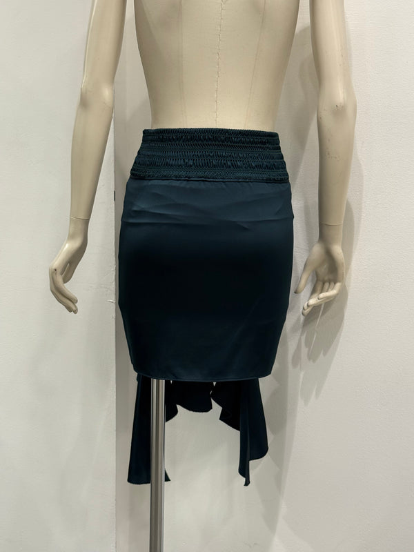 2017 Saint Laurent asymmetric draped ruffle skirt