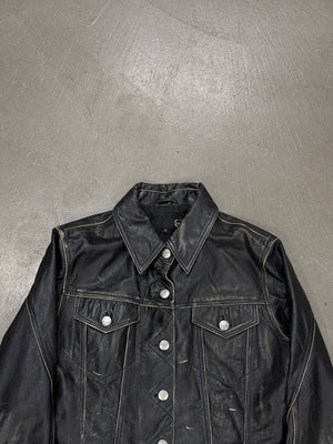 2000s Cavalli faded distressed leather jacket