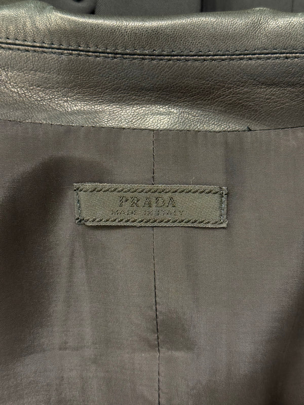 1990s Prada nylon midi dress with leather details