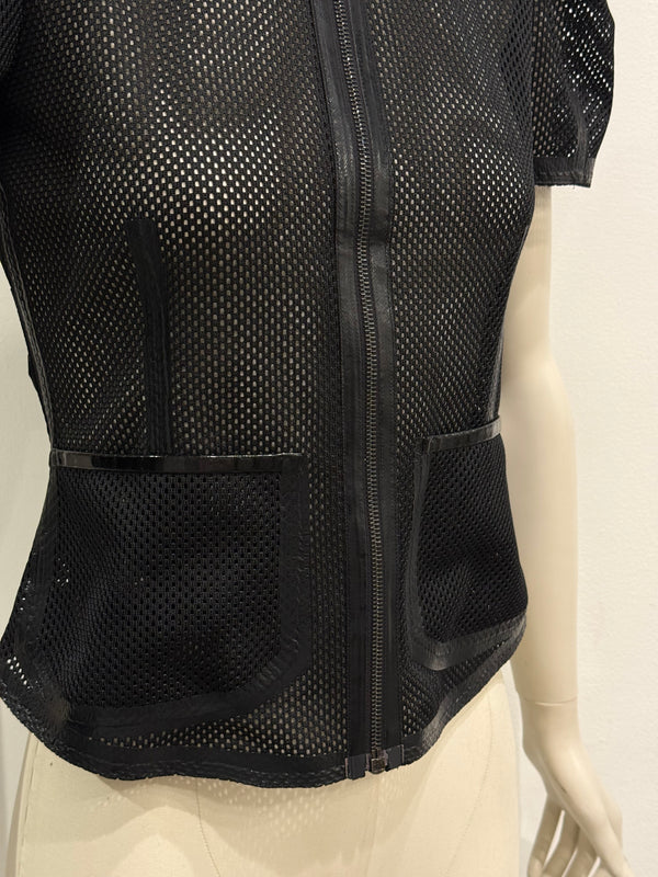 2000s Valentino mesh puff-sleeve top