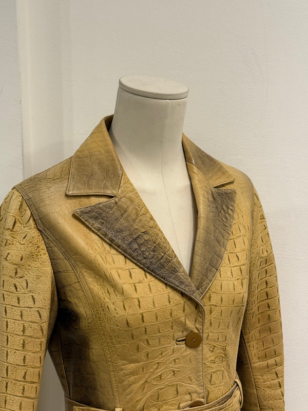 A/W2000 Roberto Cavalli runway croc embossed leather trench coat