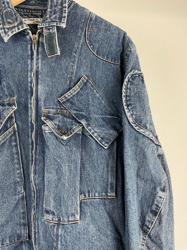 1986 Katharine Hamnett cargo bomber denim jacket