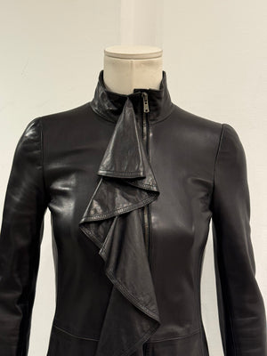 A/W2003 Yves Saint Laurent by Tom Ford ruffled leather coat