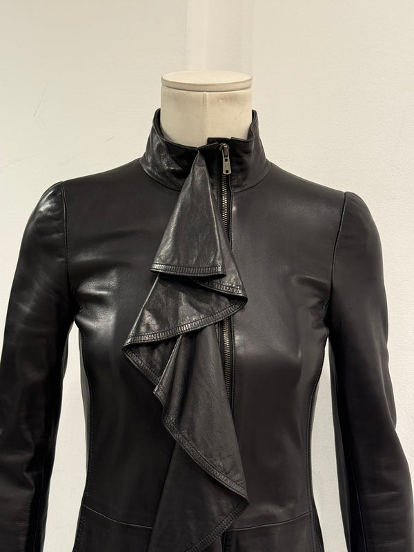 A/W2003 Yves Saint Laurent by Tom Ford ruffled leather coat