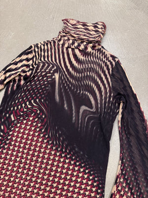 Roberto Cavalli houndstooth distortion illusion mesh top