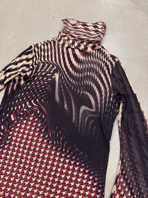 Roberto Cavalli houndstooth distortion illusion mesh top