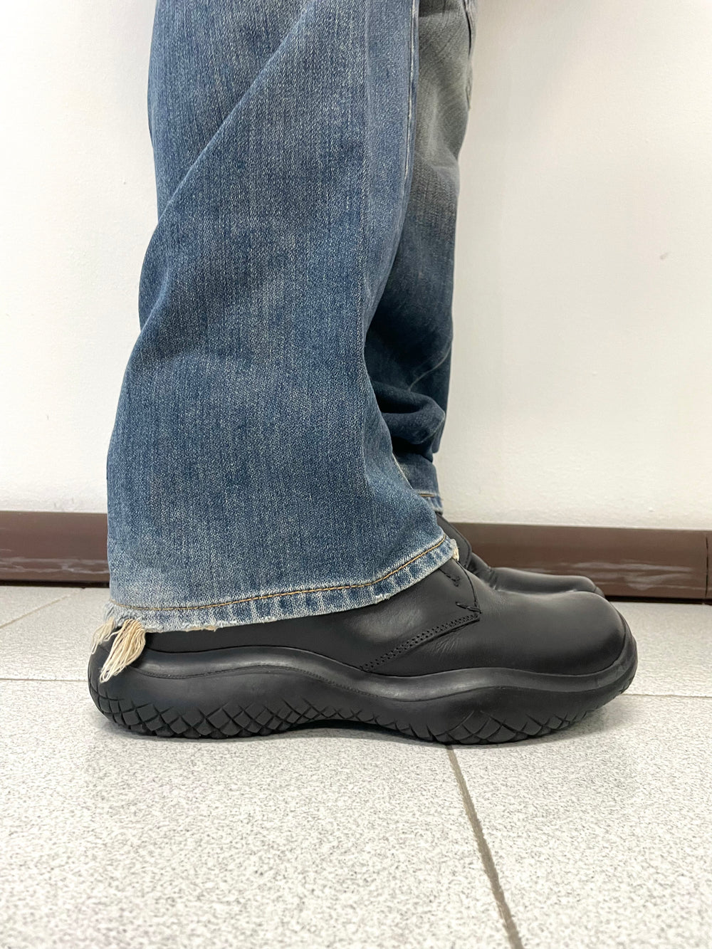 AW99 Prada vibram leather square toe boots