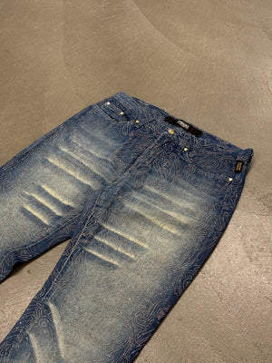 2000s Versace embellished flared denim jeans