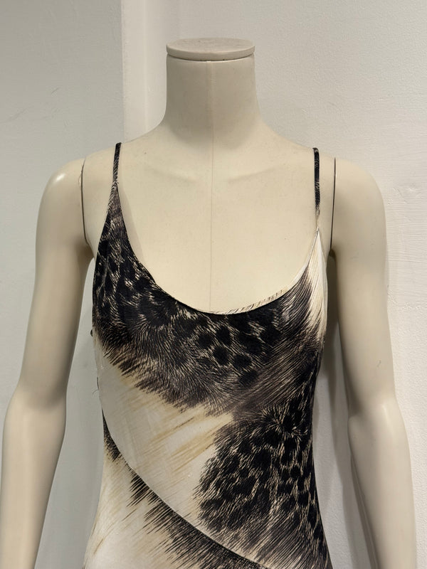 2000s Cavalli asymmetrical hem leopard print dress