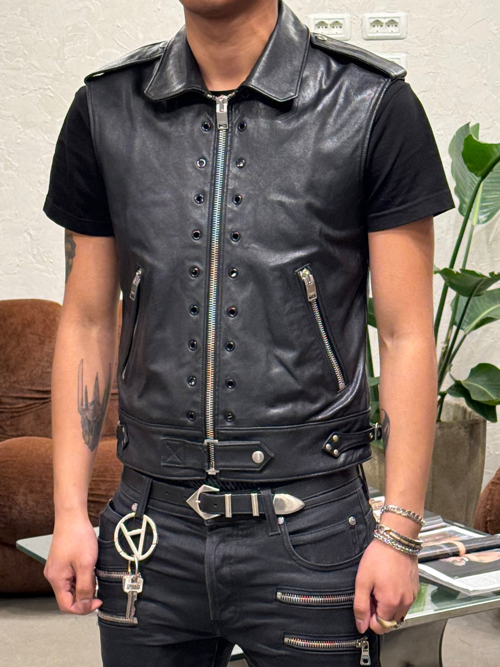 S/S2015 Saint Laurent Paris by Hedi Slimane biker leather vest