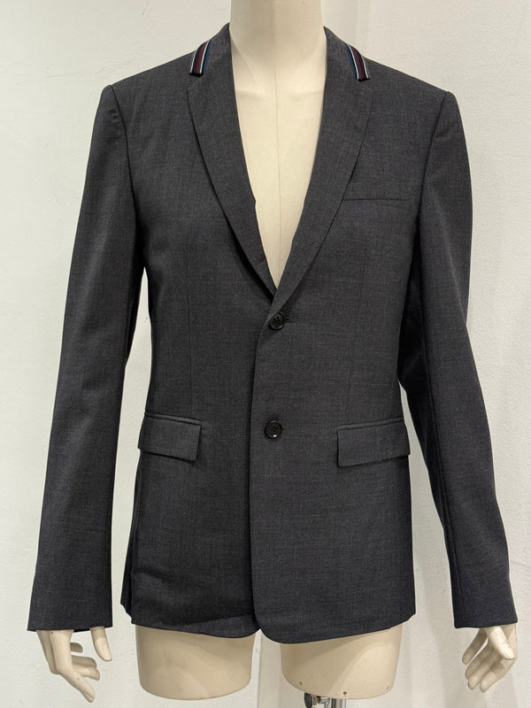 2010s Dior slim-fit tailored blazer with contrast striped collar