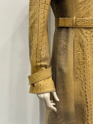 A/W2000 Roberto Cavalli runway croc embossed leather trench coat