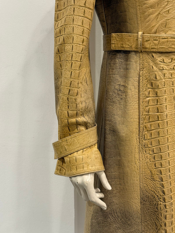 A/W2000 Roberto Cavalli runway croc embossed leather trench coat